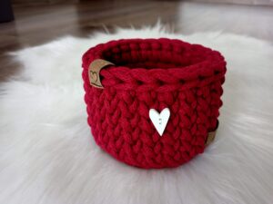 Háčkovaný košík kulatý 10 cm - různé barvy