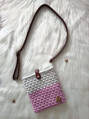 Crossbody kabelka - starorůžová/šedá světlá